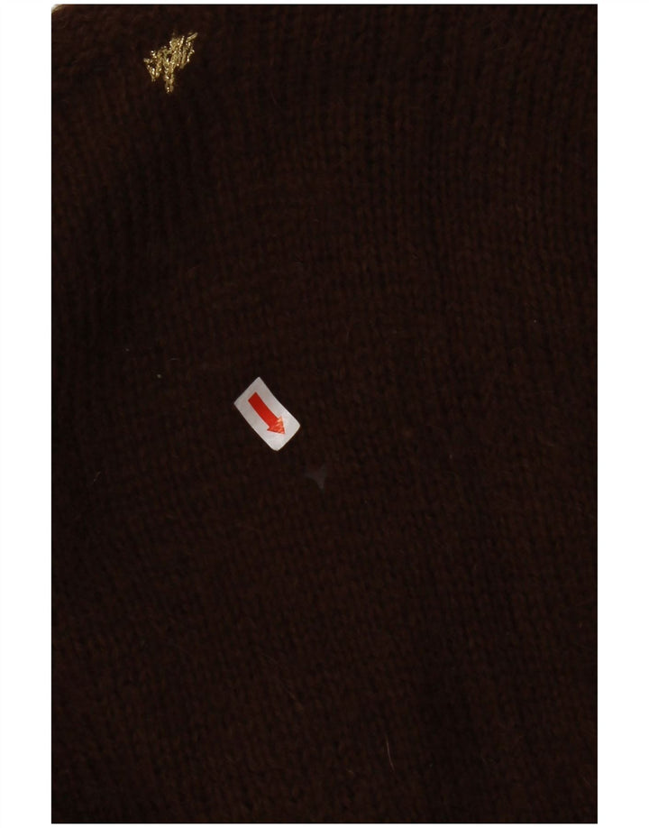 VINTAGE Womens Cardigan Sweater UK 8 Small Brown