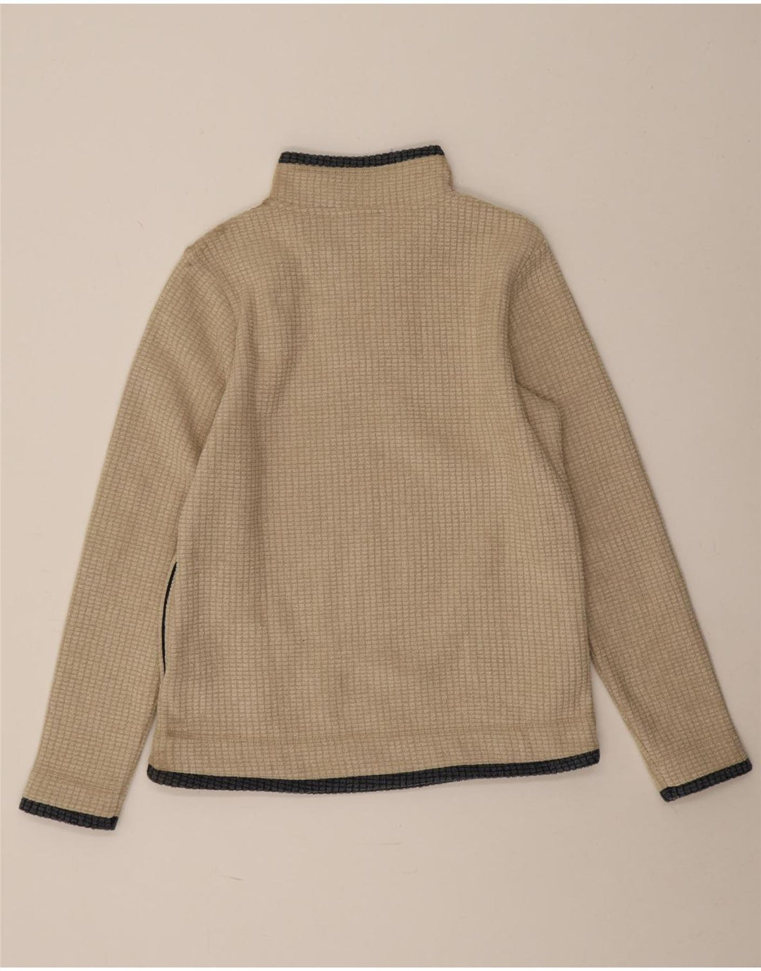 Weird Fish Womens Zip Neck Fleece Jumper UK 12 Medium Beige Polyester