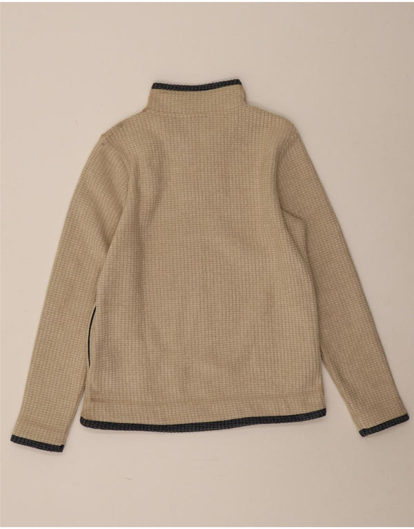Weird Fish Womens Zip Neck Fleece Jumper UK 12 Medium Beige Polyester