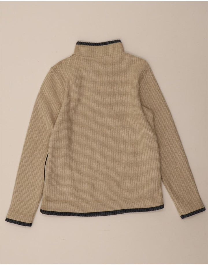 Weird Fish Womens Zip Neck Fleece Jumper UK 12 Medium Beige Polyester