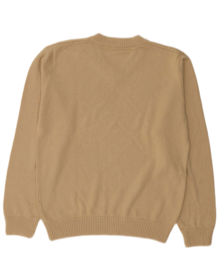 Sergio Tacchini Mens V-Neck Jumper Sweater Small Beige Cotton