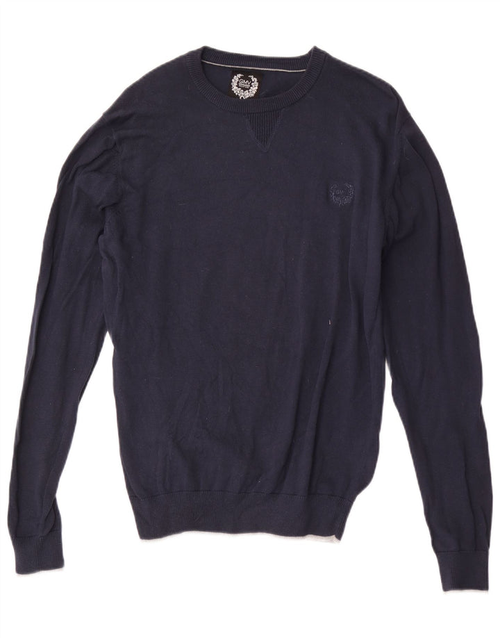 Gianmarco Venturi Mens Crew Neck Jumper Sweater Medium Navy Blue