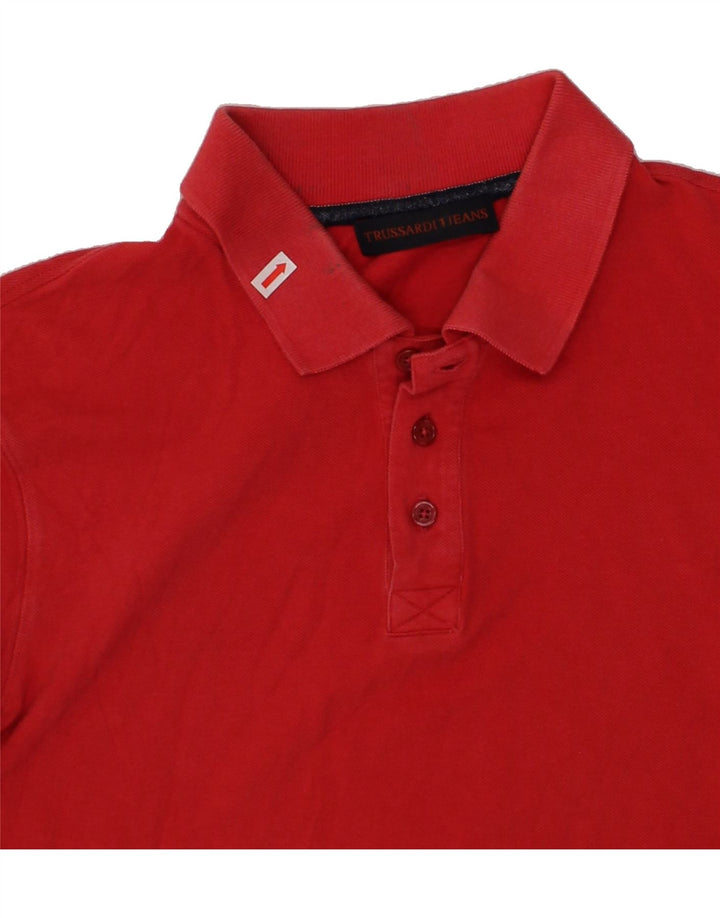 TRUSSARDI Mens Polo Shirt Large Red Cotton Vintage Trussardi and Second-Hand Trussardi from Messina Hembry 