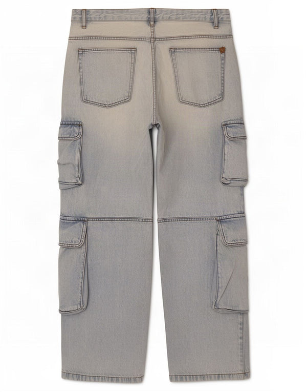 Zara Mens Cargo Straight Jeans EU 46 XL W36 L32 Blue Cotton