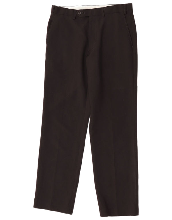 Marks & Spencer Mens Straight Suit Trousers W32 L31 Black Polyester