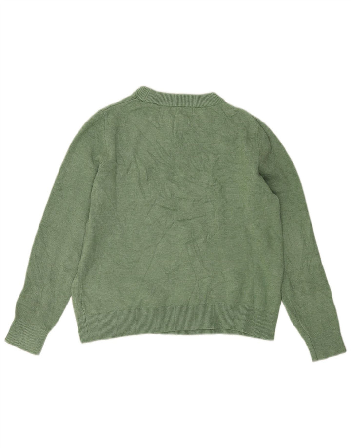 Marks & Spencer Womens Crew Neck Jumper Sweater UK 10 Small Green Polyester