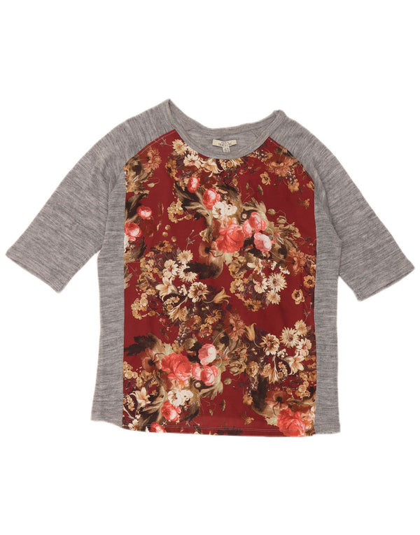 Damski top Zara Trafaluc z rękawem 3/4, UK 12, średnioszary, kwiatowy