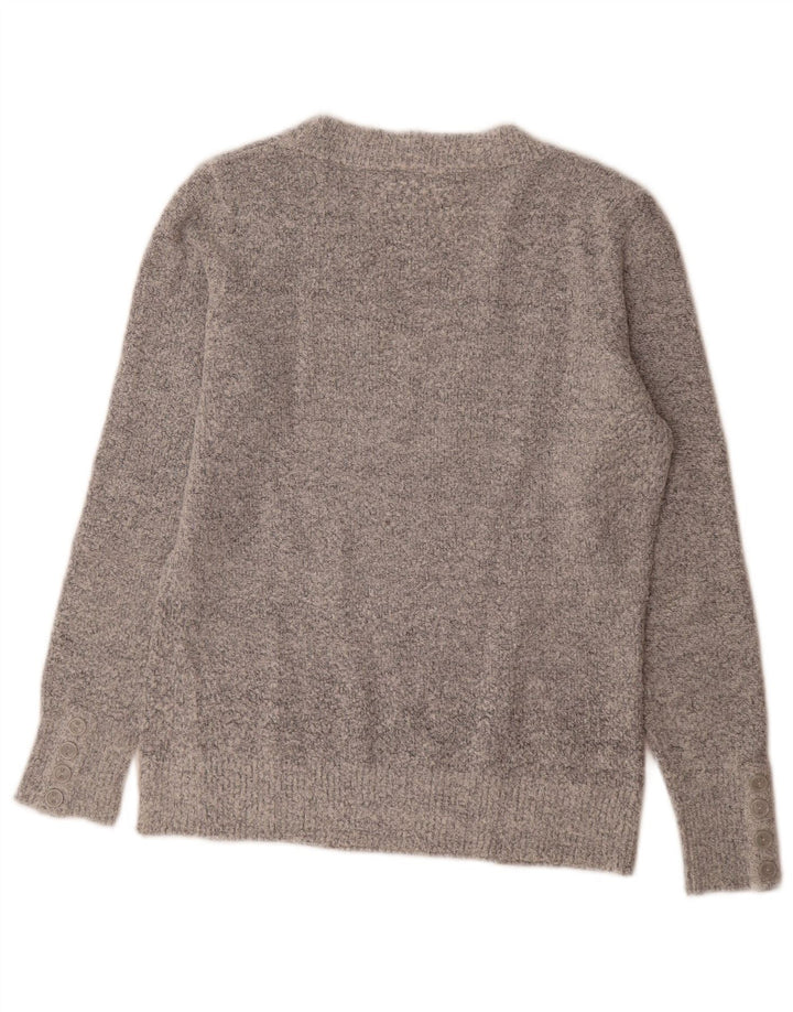 M&Co Womens V-Neck Jumper Sweater UK 14 Medium Grey Acrylic
