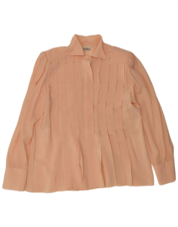 Carla Carini Womens Shirt Blouse IT 44 Medium Pink Silk