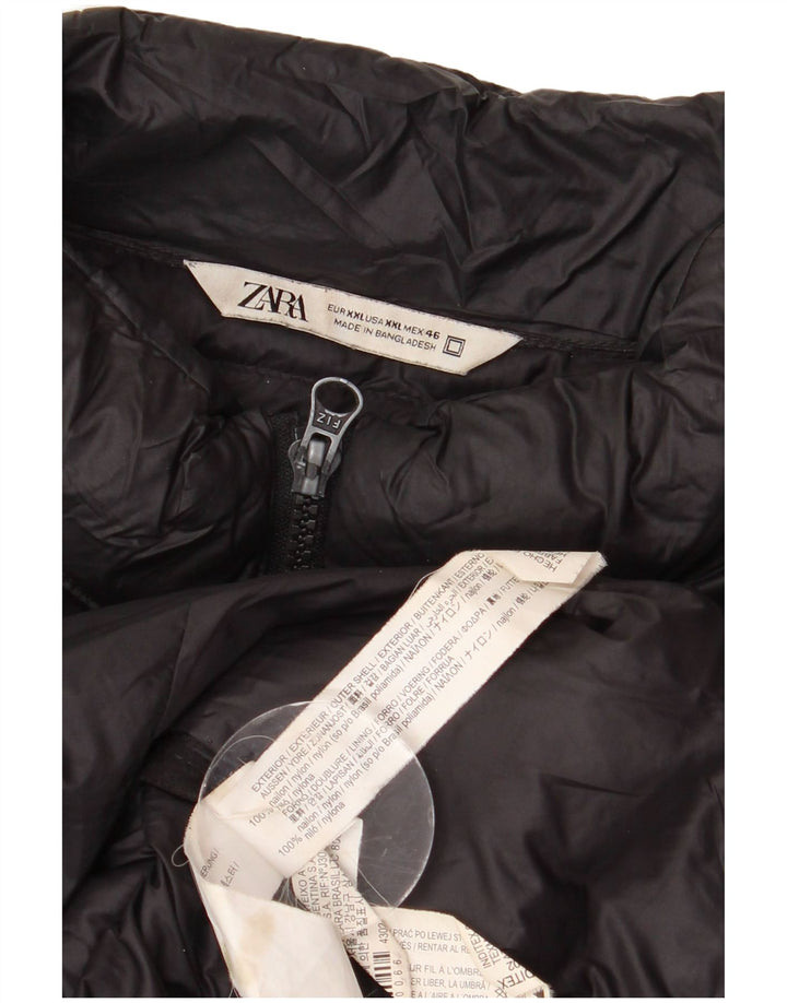 ZARA Mens Padded Jacket UK 44 2XL Black Nylon