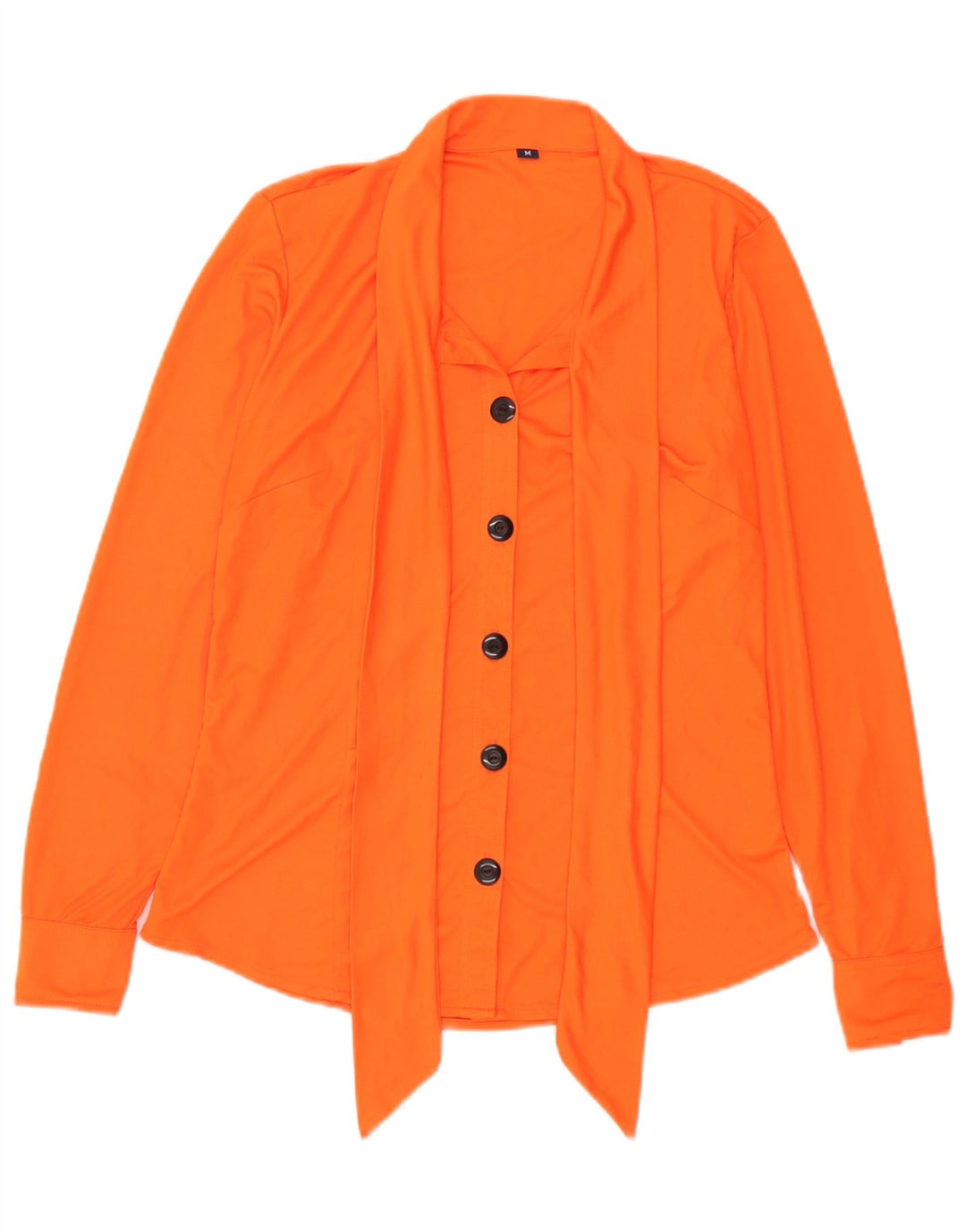 Vintage Womens Front Tie Shirt Blouse UK 14 Medium Orange