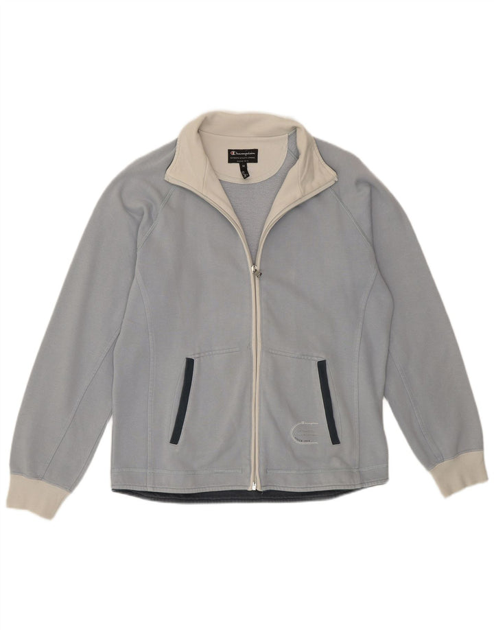 CHAMPION Womens Easy Fit Tracksuit Top Jacket UK 14 Medium Blue Cotton