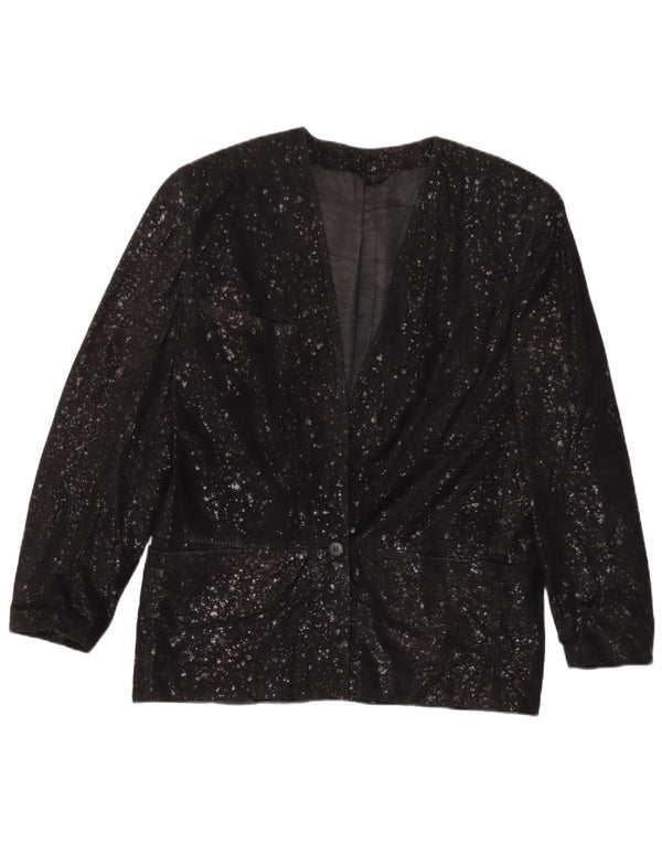 Carla Buti Womens Suede 1 Button Blazer Jacket IT 42 Medium Black Spotted