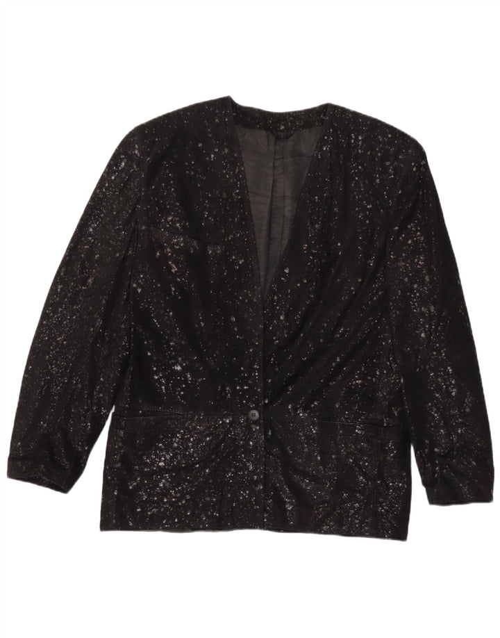 Carla Buti Womens Suede 1 Button Blazer Jacket IT 42 Medium Black Spotted