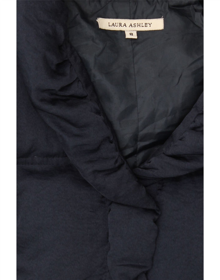 LAURA ASHLEY Womens Padded Coat UK 8 Small Navy Blue Polyester Vintage Laura Ashley and Second-Hand Laura Ashley from Messina Hembry 