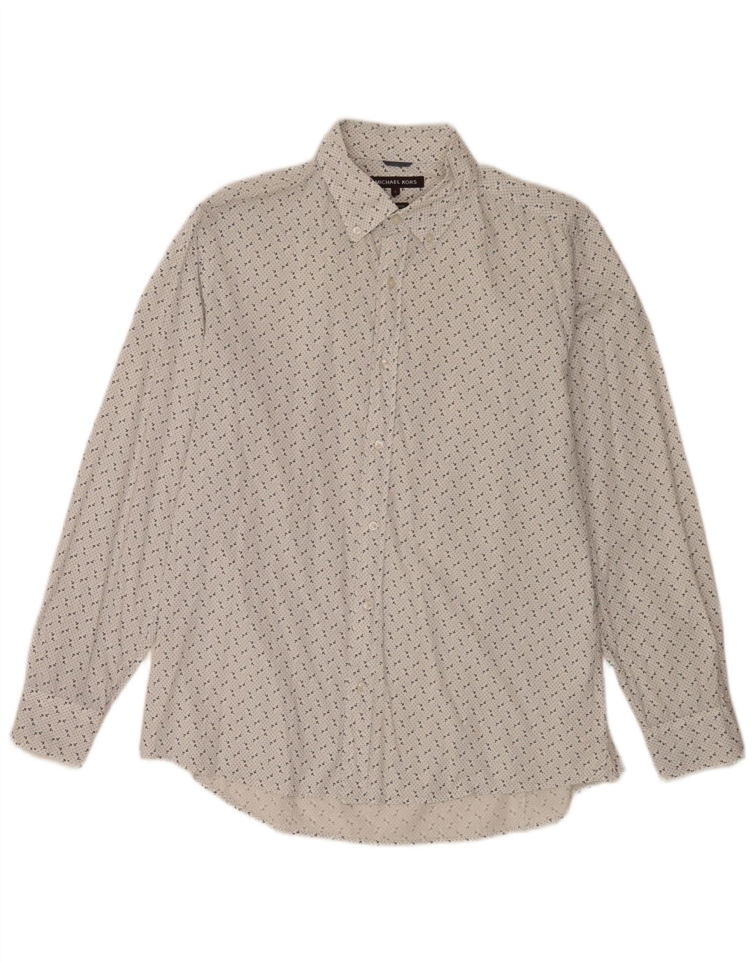 Camicia da uomo con motivo astratto Michael Kors, grande, in cotone bianco