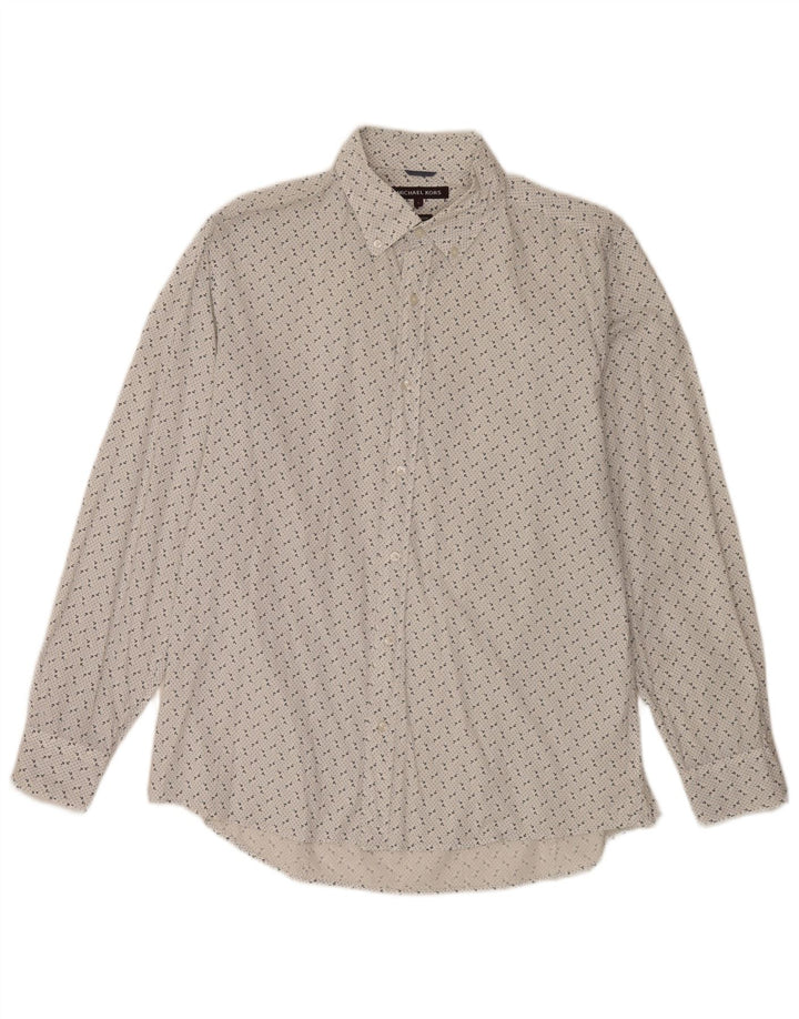 Camicia da uomo con motivo astratto Michael Kors, grande, in cotone bianco