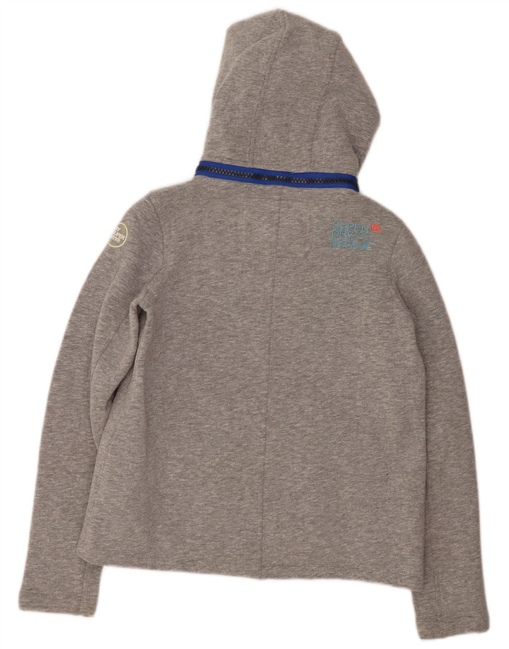 SUPERDRY hættetrøje til kvinder med lynlås UK 10 Lille grå polyester