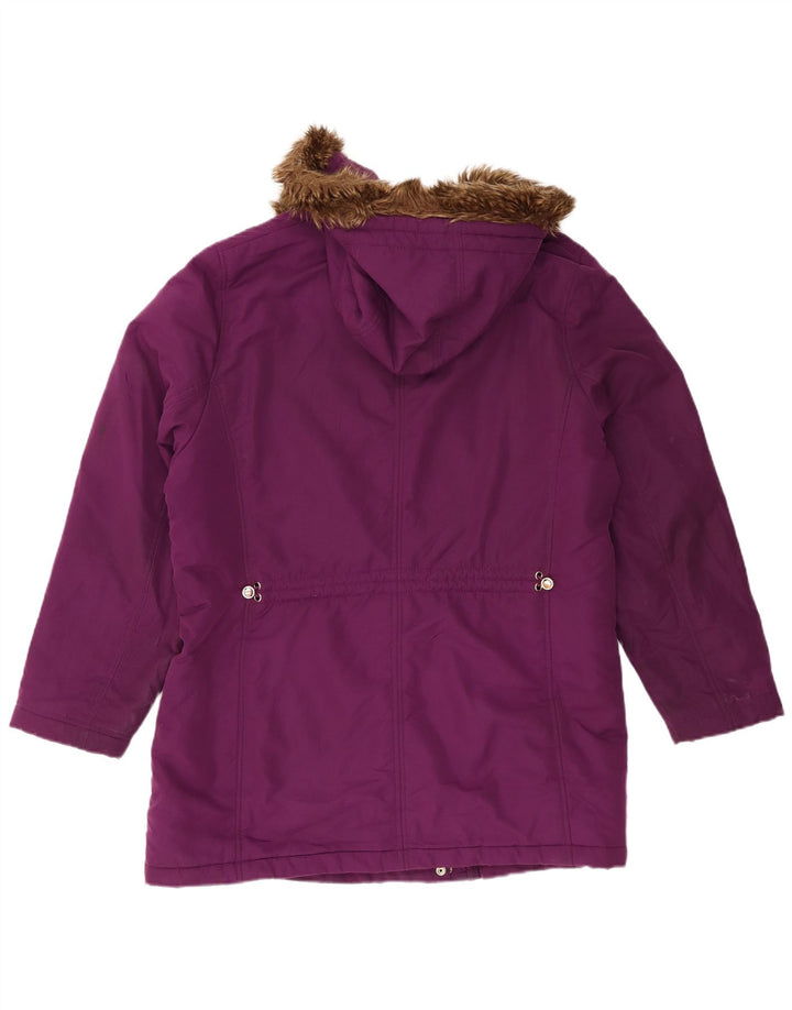 Marks & Spencer Womens Hooded Parka Jacket UK 20 2XL Purple Polyester