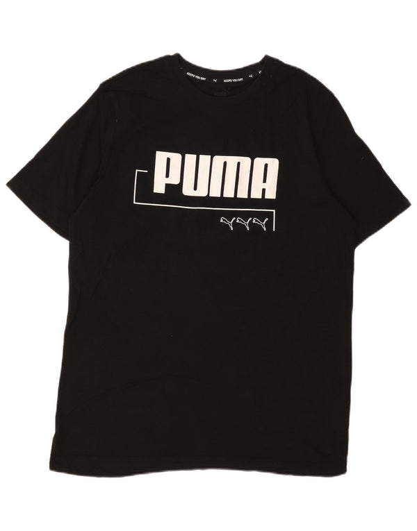 Puma Mens Graphic T-Shirt Top Medium Black Cotton