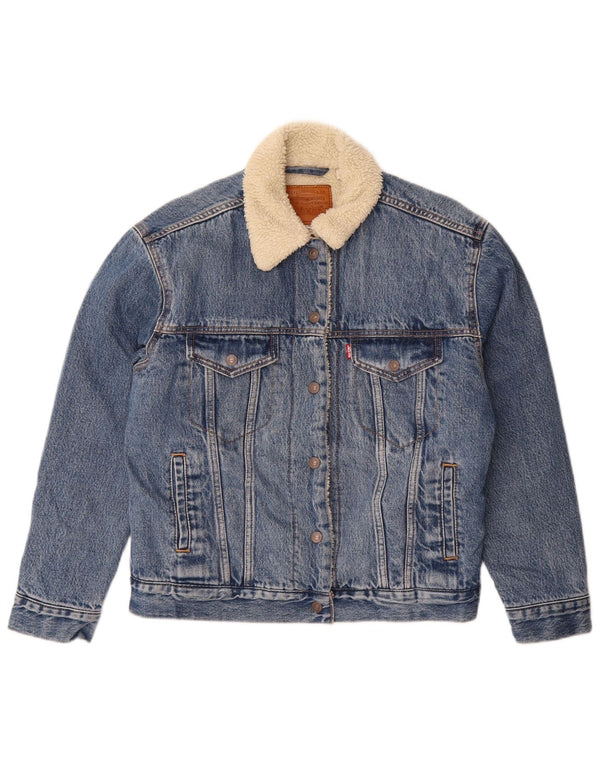 Levi's Giacca Sherpa in denim oversize da donna UK 10 Small Cotone blu