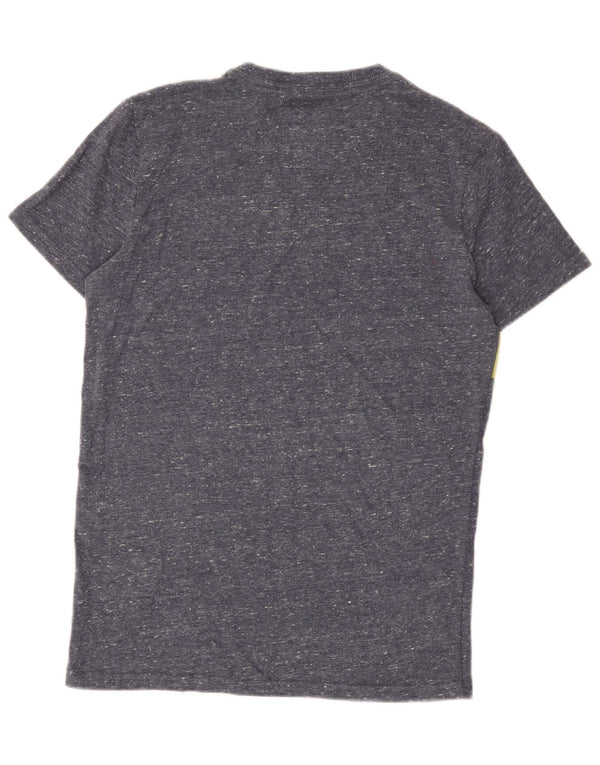 Superdry Mens Graphic T-Shirt Top Small Blue Flecked Cotton