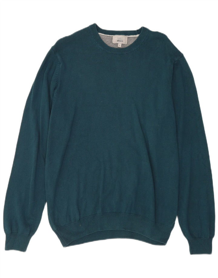 Marks & Spencer Mens Regular Fit Crew Neck Jumper Sweater Large Blue Cotton