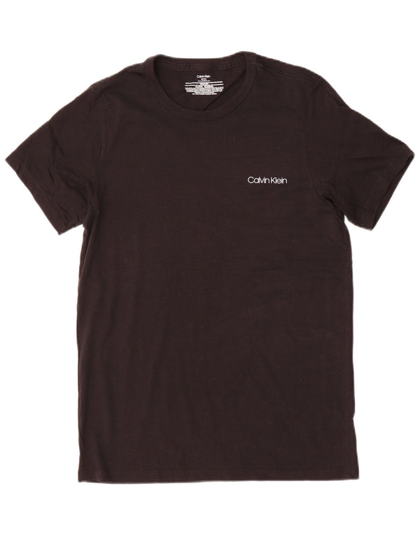 Calvin Klein Camiseta regular de manga corta para hombre Top pequeño de algodón negro