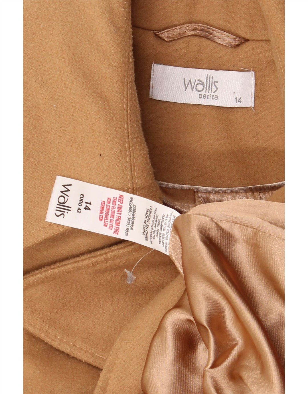 Wallis Manteau croisé pour femme UK 44 Large Beige Polyester