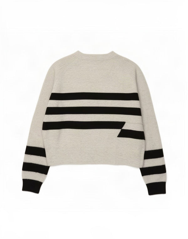 Maglione maglione girocollo da donna Marks & Spencer UK 14 Grigio medio a righe