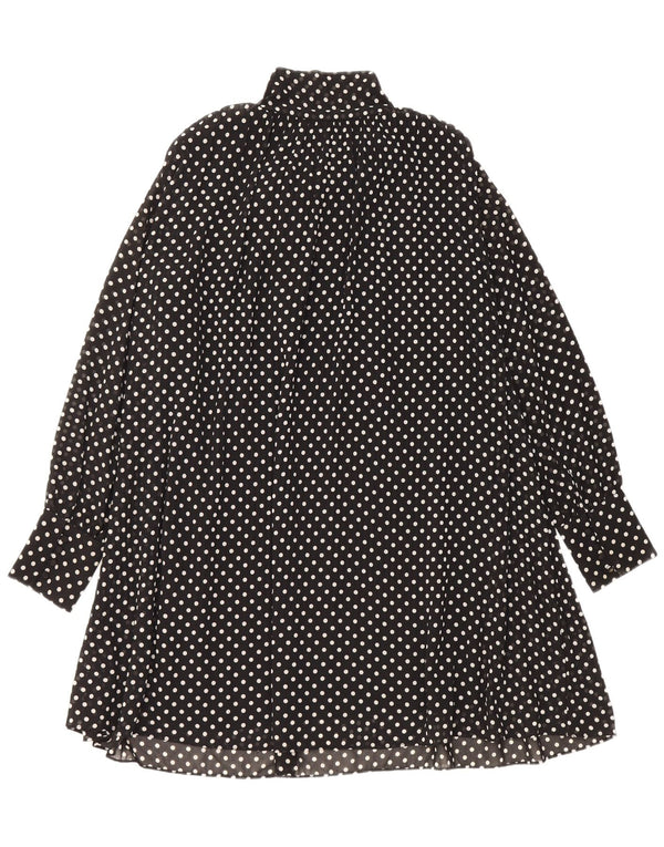 Abito a trapezio da donna Zara a maniche lunghe con allacciatura sul davanti UK 14 medio a pois neri