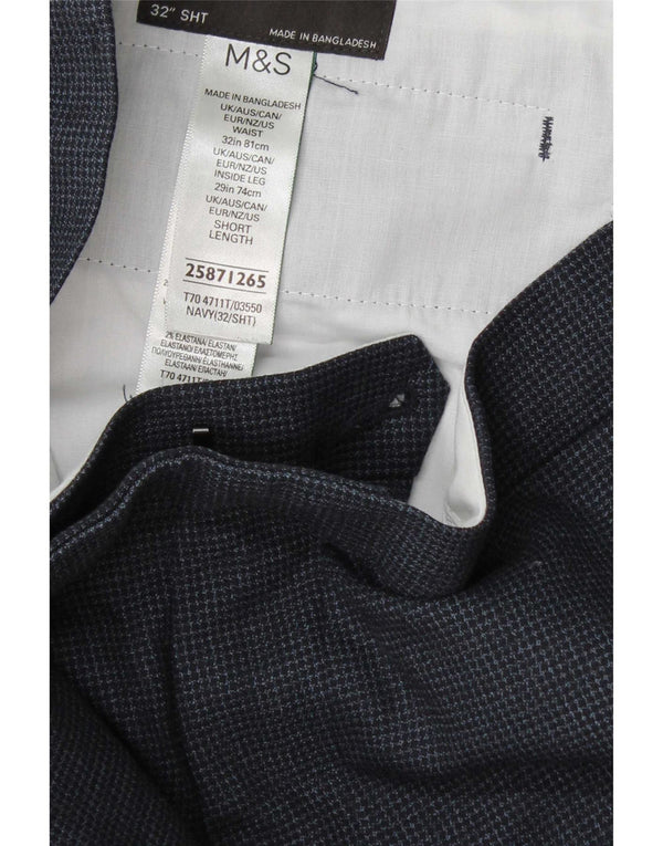 Pantaloni da abito affusolati da uomo Marks & Spencer W32 L29 blu navy a quadri