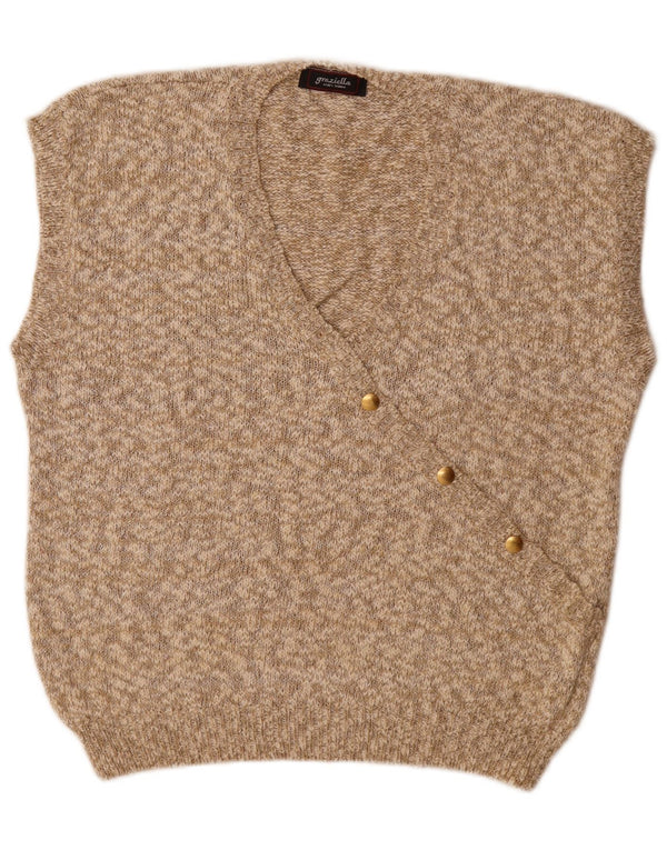 Graziella Damevest Tank Top EU 38 Medium Beige Flecked Bomuld