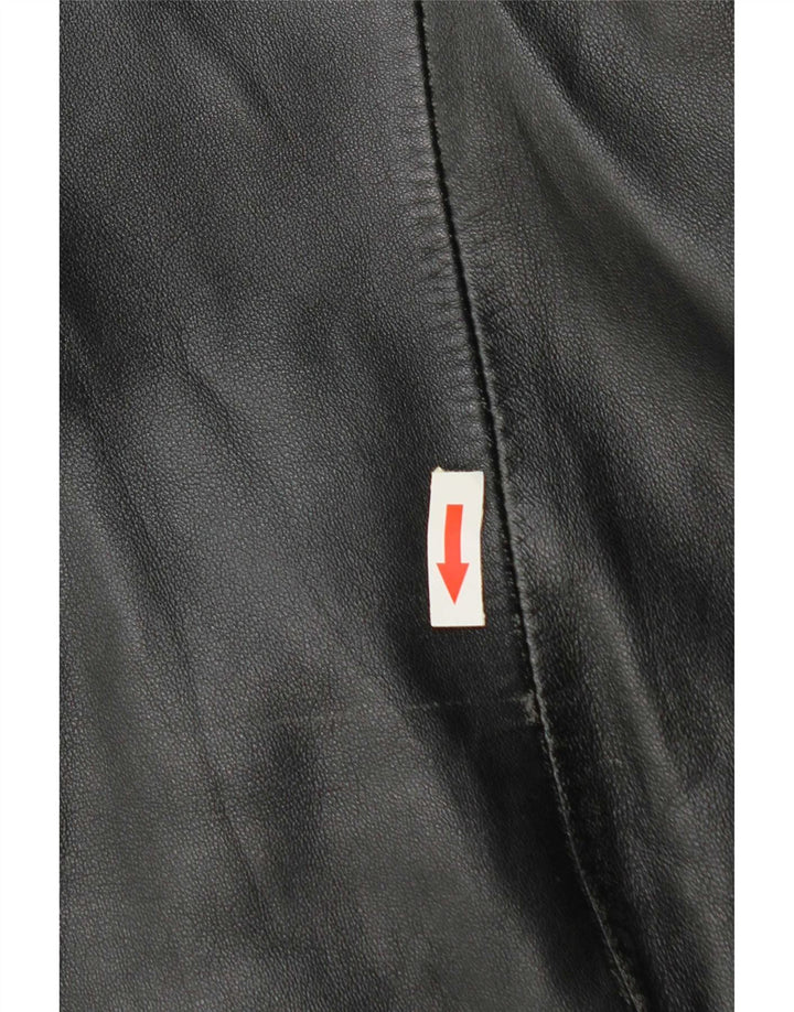 Vintage Womens Leather Jacket IT 50 XL Black Leather