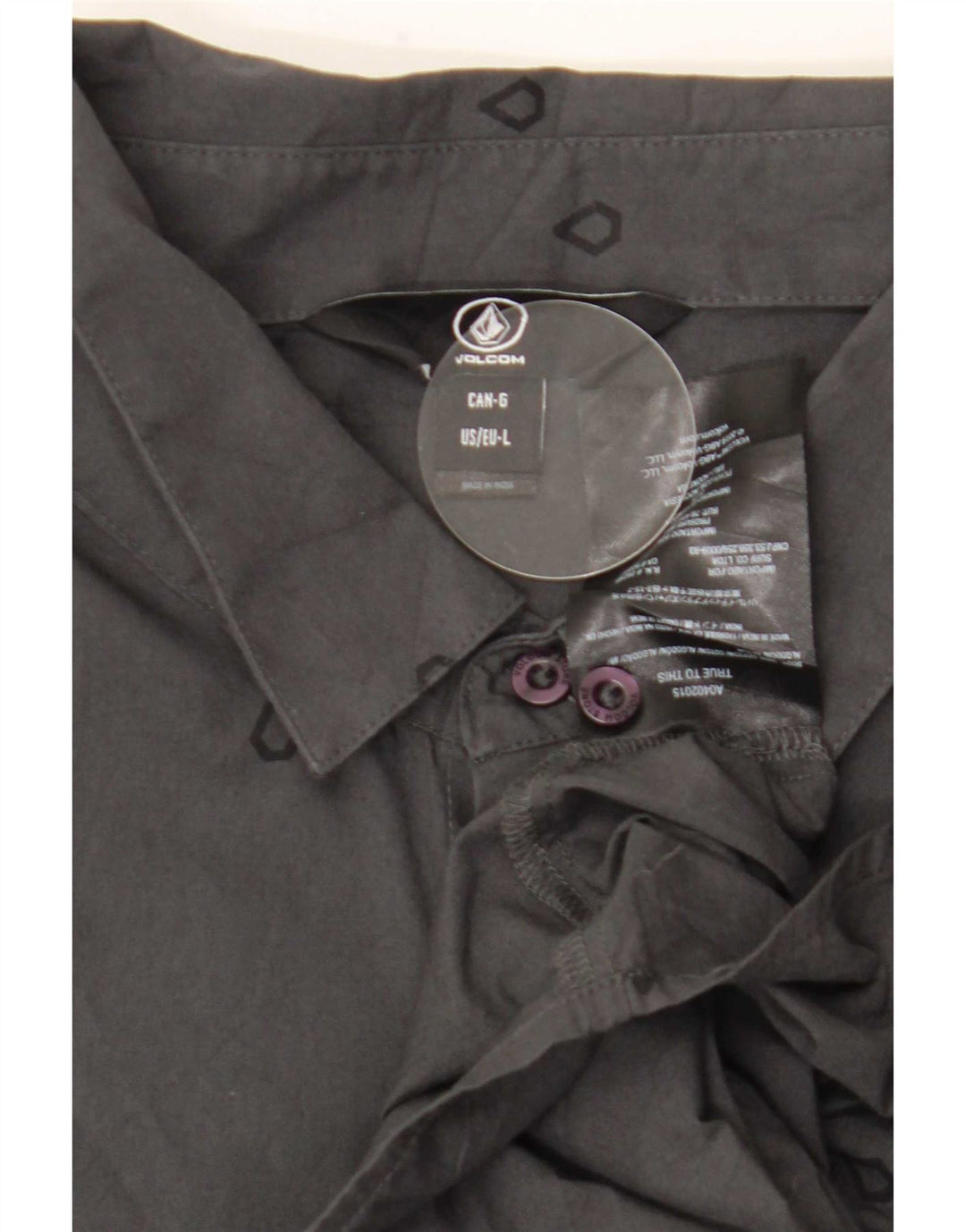 Camicia a maniche corte grafica da uomo Volcom Large in cotone geometrico grigio
