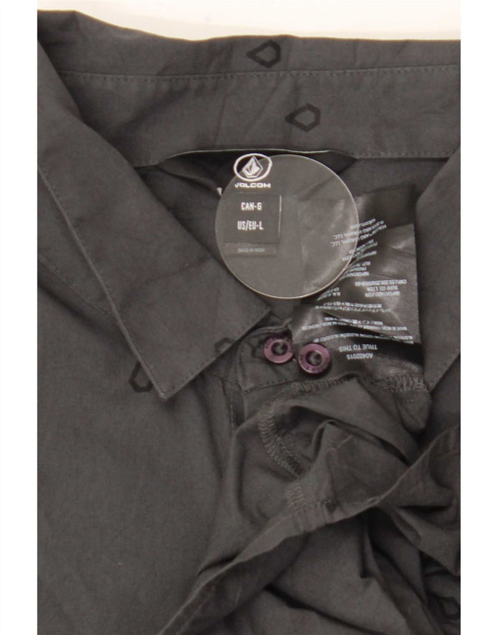 Camicia a maniche corte grafica da uomo Volcom Large in cotone geometrico grigio