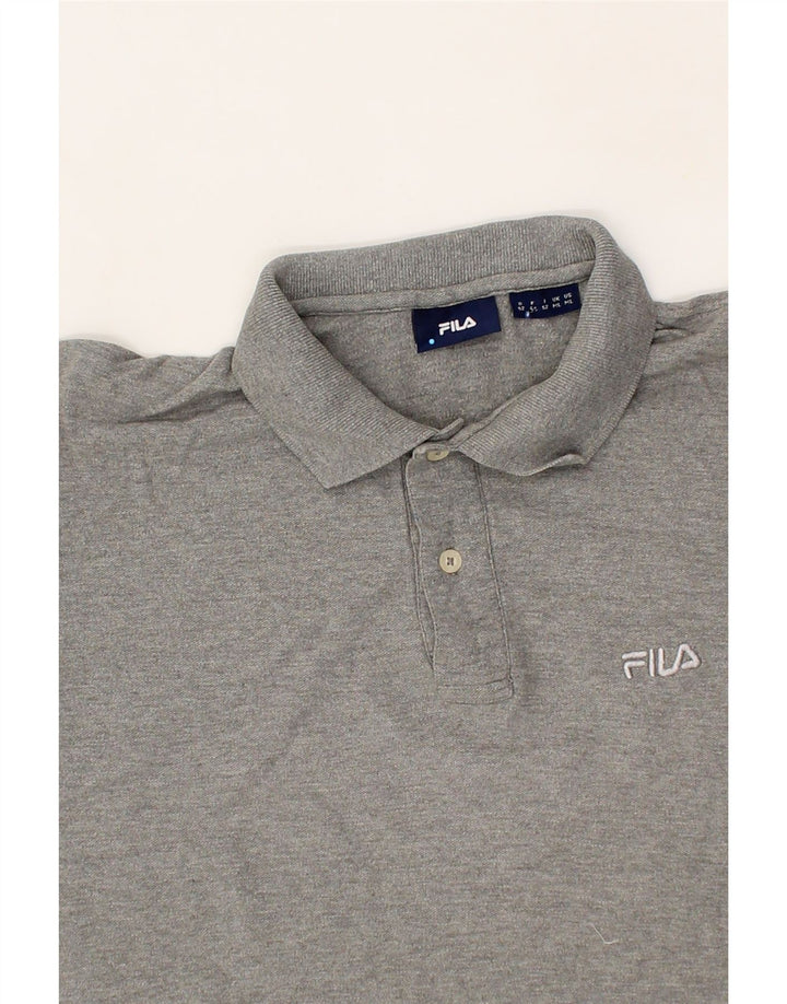 FILA Mens Long Sleeve Polo Shirt Medium Grey Cotton Vintage Fila and Second-Hand Fila from Messina Hembry 
