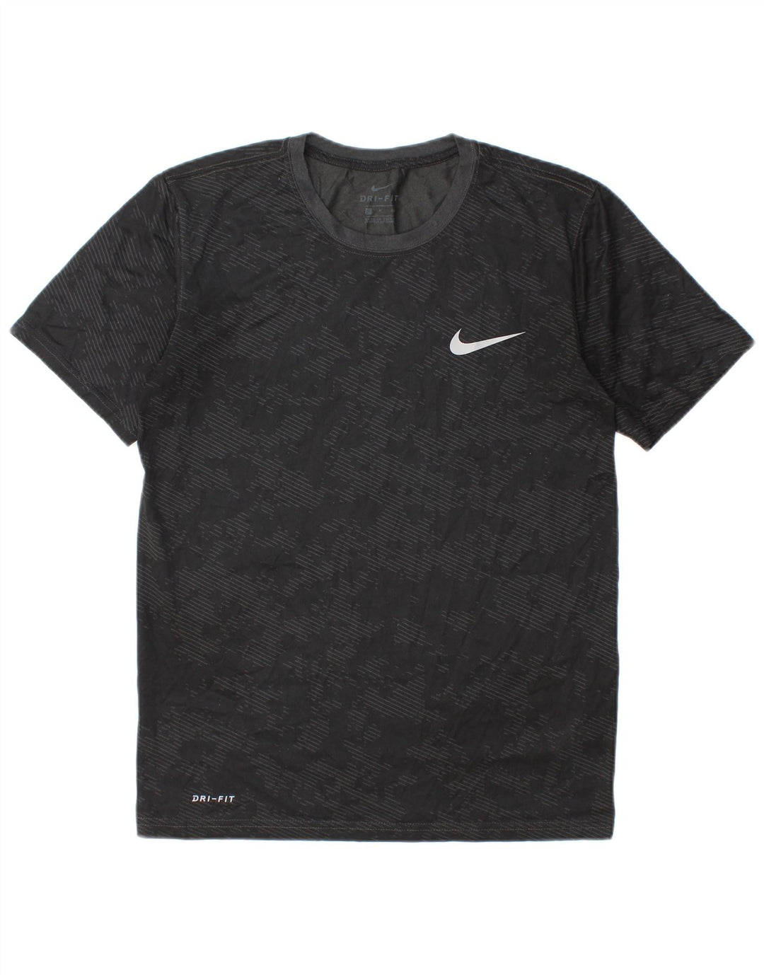 Męski T-shirt Nike Dri Fit, mały, czarny, kamuflażowy poliester