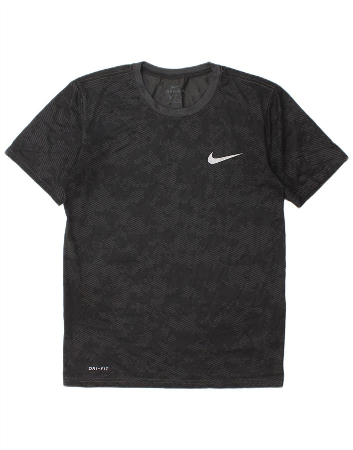 Męski T-shirt Nike Dri Fit, mały, czarny, kamuflażowy poliester