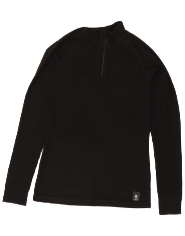 Mountain Warehouse Dame Zip Neck Jumper Sweater UK 10 Small Black Wool
