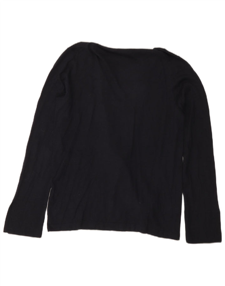 Massimo Dutti Womens Shawl Neck Jumper Sweater UK 12 Medium Navy Blue