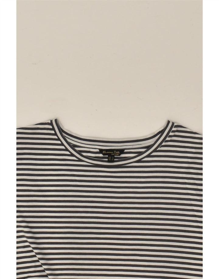 MASSIMO DUTTI Womens Loose Fit T-Shirt Top UK 10 Small Navy Blue Striped | Vintage Massimo Dutti | Thrift | Second-Hand Massimo Dutti | Used Clothing | Messina Hembry 