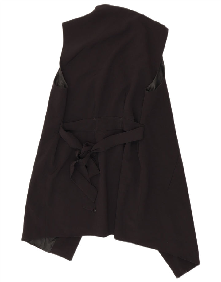 Zara Womens Longline Sleeveless Open Blazer Jacket UK 16 Large Black
