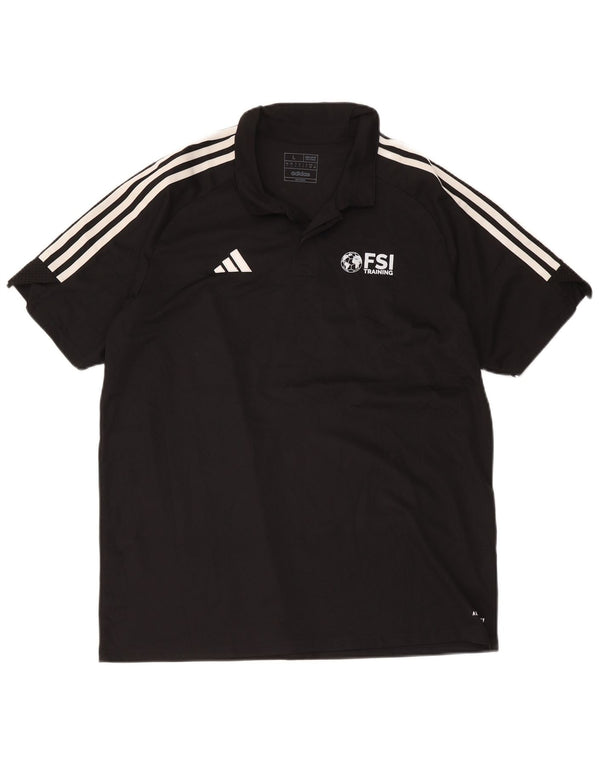 Adidas Mens Aeroready Graphic Regular Fit Polo Shirt Large Black Polyester