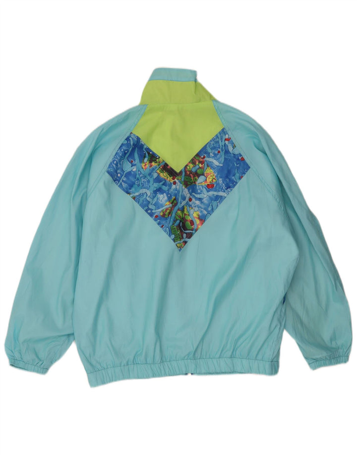 Vintage mujer patrón abstracto chaqueta de lluvia IT 40/42 azul medio
