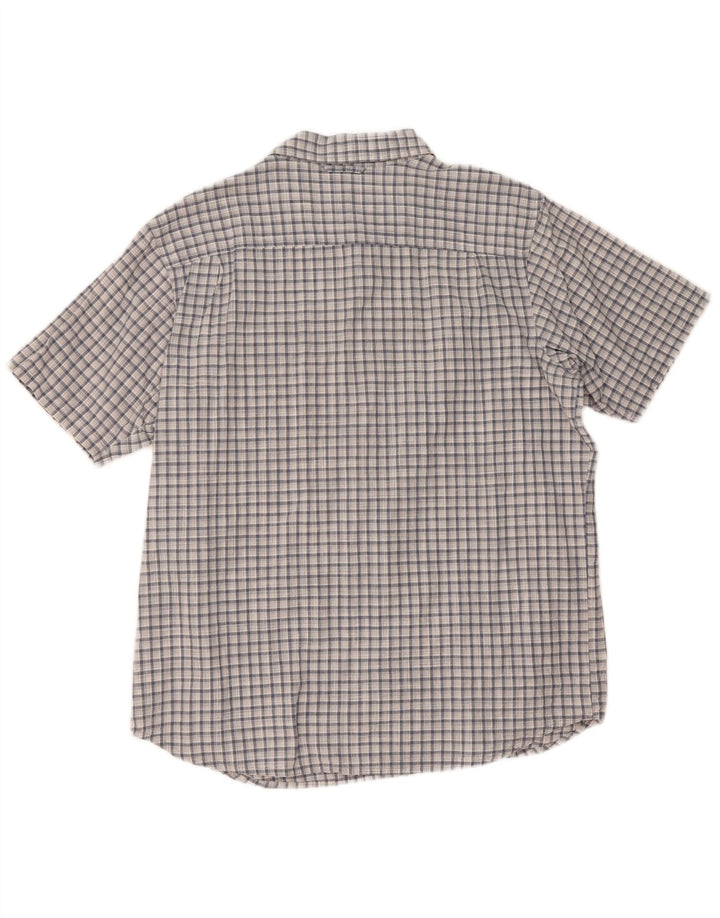 COLUMBIA Mens Active Short Sleeve Shirt XL Blue Check Cotton