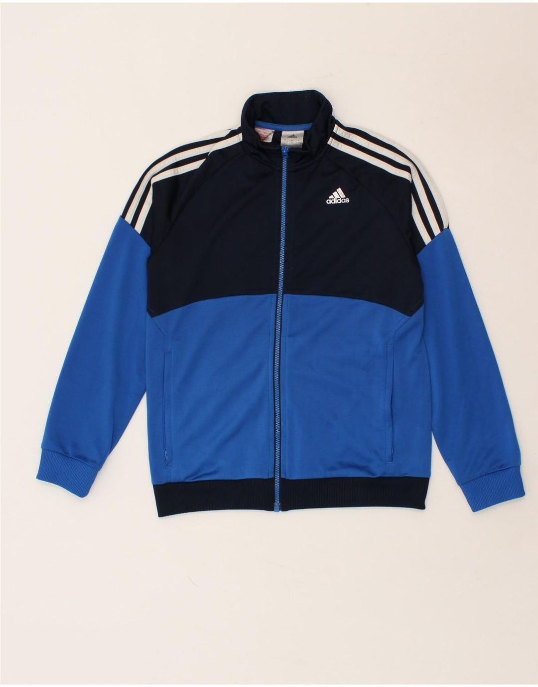 ADIDAS Boys Tracksuit Top Jacket 11-12 Years Blue Colourblock Polyester Vintage Adidas and Second-Hand Adidas from Messina Hembry 