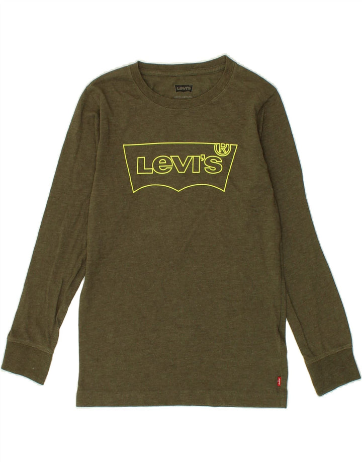 LEVI'S Boys Graphic Top Long Sleeve 11-12 Years Khaki Cotton Vintage Levi's and Second-Hand Levi's from Messina Hembry 