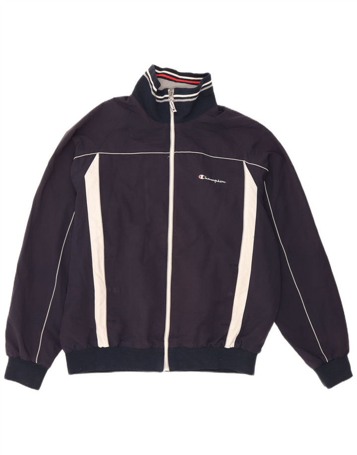 CHAMPION Mens Tracksuit Top Jacket  XL Navy Blue Colourblock Polyester