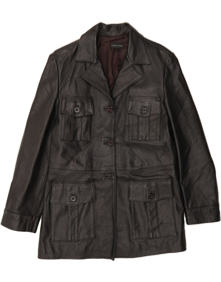 CRISTINA GAVIOLI Womens Leather Coat IT 46 Large Black Leather Vintage Cristina Gavioli and Second-Hand Cristina Gavioli from Messina Hembry 